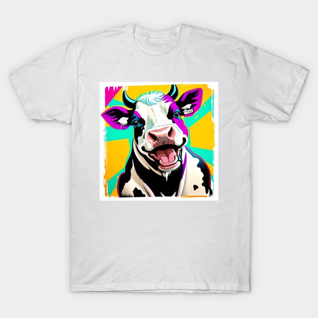 Modern Abstract Pop Art Style Laughing Cow Drawing T-Shirt by thejoyker1986